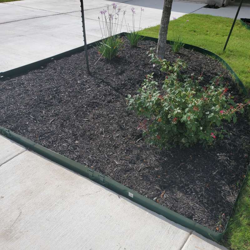 Large new planting bed running along a driveway